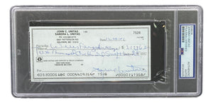 Johnny Unitas Baltimore Colts Signed Bank Check #7528 PSA