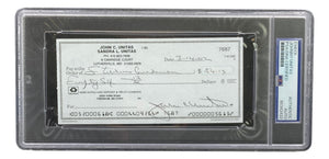 Johnny Unitas Baltimore Colts Signed Bank Check #7687 PSA