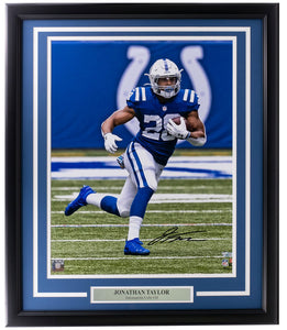 Jonathan Taylor Signed Framed In Black 16x20 Indianapolis Colts Photo Fanatics - Sports Integrity