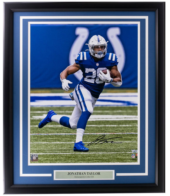 Jonathan Taylor Signed Framed In Black 16x20 Indianapolis Colts Photo Fanatics - Sports Integrity