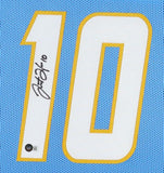 Justin Herbert Los Angeles Signed Framed Powder Blue Football Jersey BAS