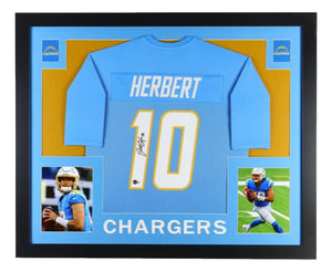 Justin Herbert Los Angeles Signed Framed Powder Blue Football Jersey BAS - Sports Integrity