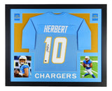 Justin Herbert Los Angeles Signed Framed Powder Blue Football Jersey BAS