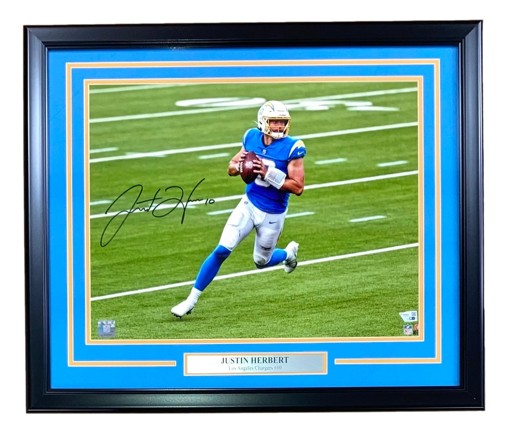 Justin Herbert Los Angeles Chargers Facsimile Signature Framed 16 x 20 Stars of The Game Collage