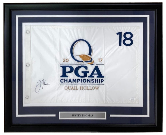 Justin Thomas Signed Framed 2017 PGA Championship Golf Flag JSA Hologram