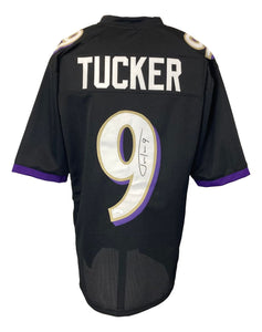 Justin Tucker Baltimore Signed Black Football Jersey JSA ITP