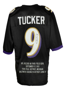 Justin Tucker Signed Pro-Edition Purple Football Jersey (Beckett