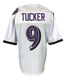 Justin Tucker Baltimore Signed White Football Jersey JSA ITP - Sports Integrity