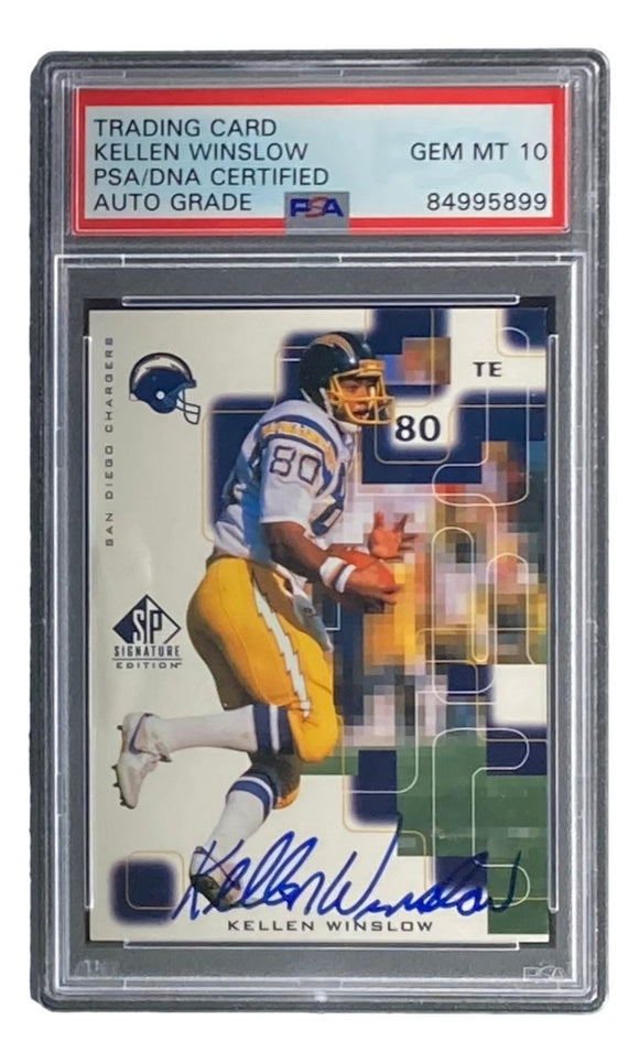 Kellen Winslow Signed Chargers 1999 SP Authentic #KW Trading Card PSA/DNA Gem MT 10 - Sports Integrity