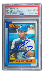 Ken Griffey Jr Signed Mariners 1990 Topps #336 Rookie Card PSA/DNA Gem MT 10 - Sports Integrity