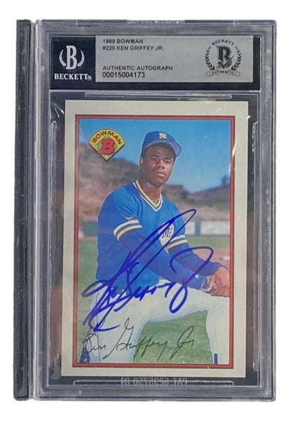 Ken Griffey Jr. Autographed 1989 Bowman Rookie Card #220 Seattle Marin — RSA