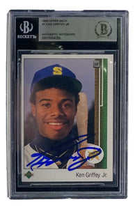 Ken Griffey Jr Signed Slabbed Mariners 1989 Upper Deck #1 Rookie Card BAS Sports Integrity