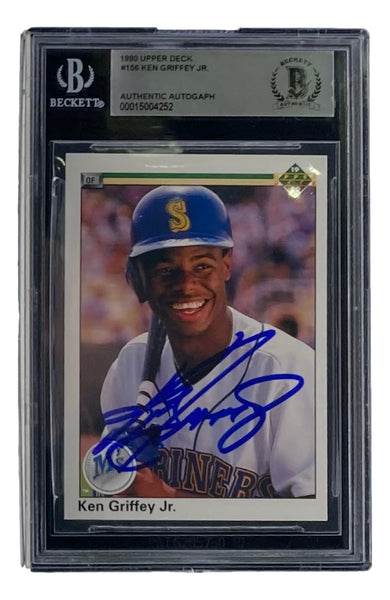 Ken Griffey Jr Signed Mariners 1990 Upper Deck #156 Rookie Card BAS Graded 10