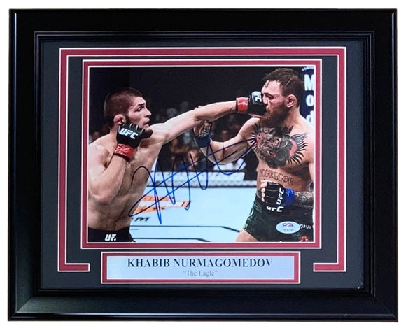 Khabib Nurmagomedov Signed Framed 8x10 UFC Photo vs Conor McGregor PSA Hologram