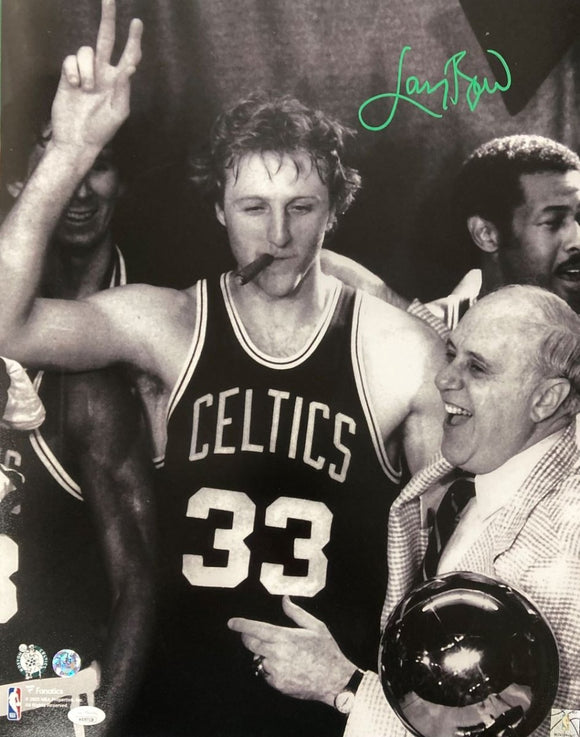 Larry Bird Signed 16x20 Boston Celtics Photo w/ Red Auerbach Bird+JSA ITP - Sports Integrity