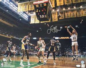 Larry Bird Signed 16x20 Boston Celtics vs Los Angeles Lakers Photo Bird+JSA ITP