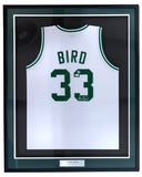 Larry Bird Boston Signed Framed White Basketball Jersey Bird+JSA ITP