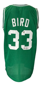 Larry Bird Signed Custom Green Pro - Style Basketball Jersey Bird+JSA ITP - Sports Integrity