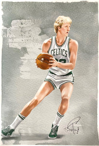 Larry Bird 13x19 Boston Celtics Lithograph Signed by Tony Santiago - Sports Integrity