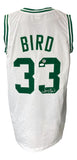 Larry Bird Signed Custom White Pro - Style Basketball Jersey Bird+JSA ITP - Sports Integrity