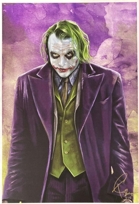 Heath Ledger 13x19 The Joker Lithograph Signed by Tony Santiago - Sports Integrity