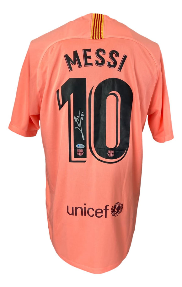 Lionel Messi Signed Barcelona Nike Soccer Jersey BAS E16589