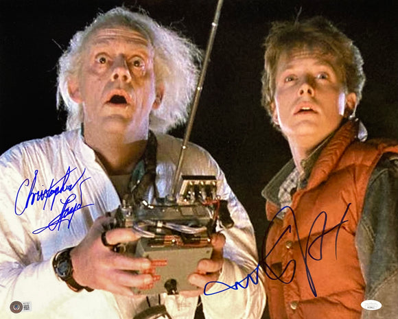 Michael J. Fox Chris Lloyd Signed 16x20 Back to the Future Front Photo BAS+JSA