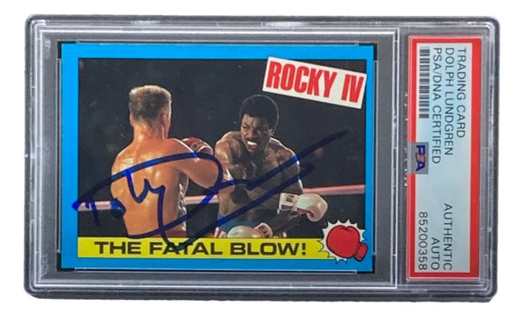 Dolph Lundgren Signed 1985 Topps #24 Rocky IV Ivan Drago Trading Card PSA/DNA - Sports Integrity