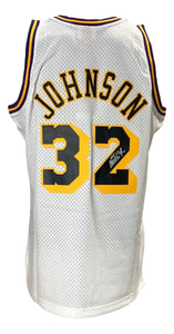 Magic Johnson Signed LA Lakers 1984 - 85 White M&N HWC Swingman Jersey BAS ITP - Sports Integrity