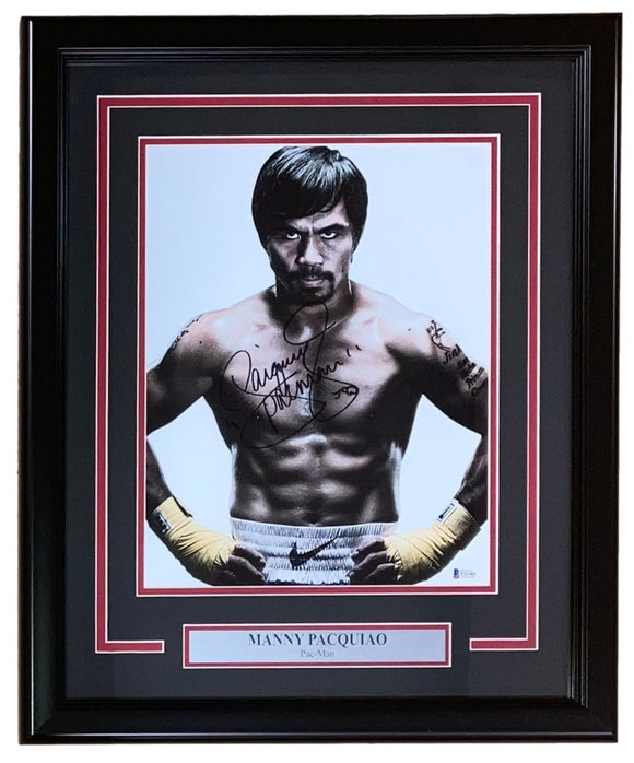 Manny Pacquiao Signed Framed 11x14 Boxing Photo BAS