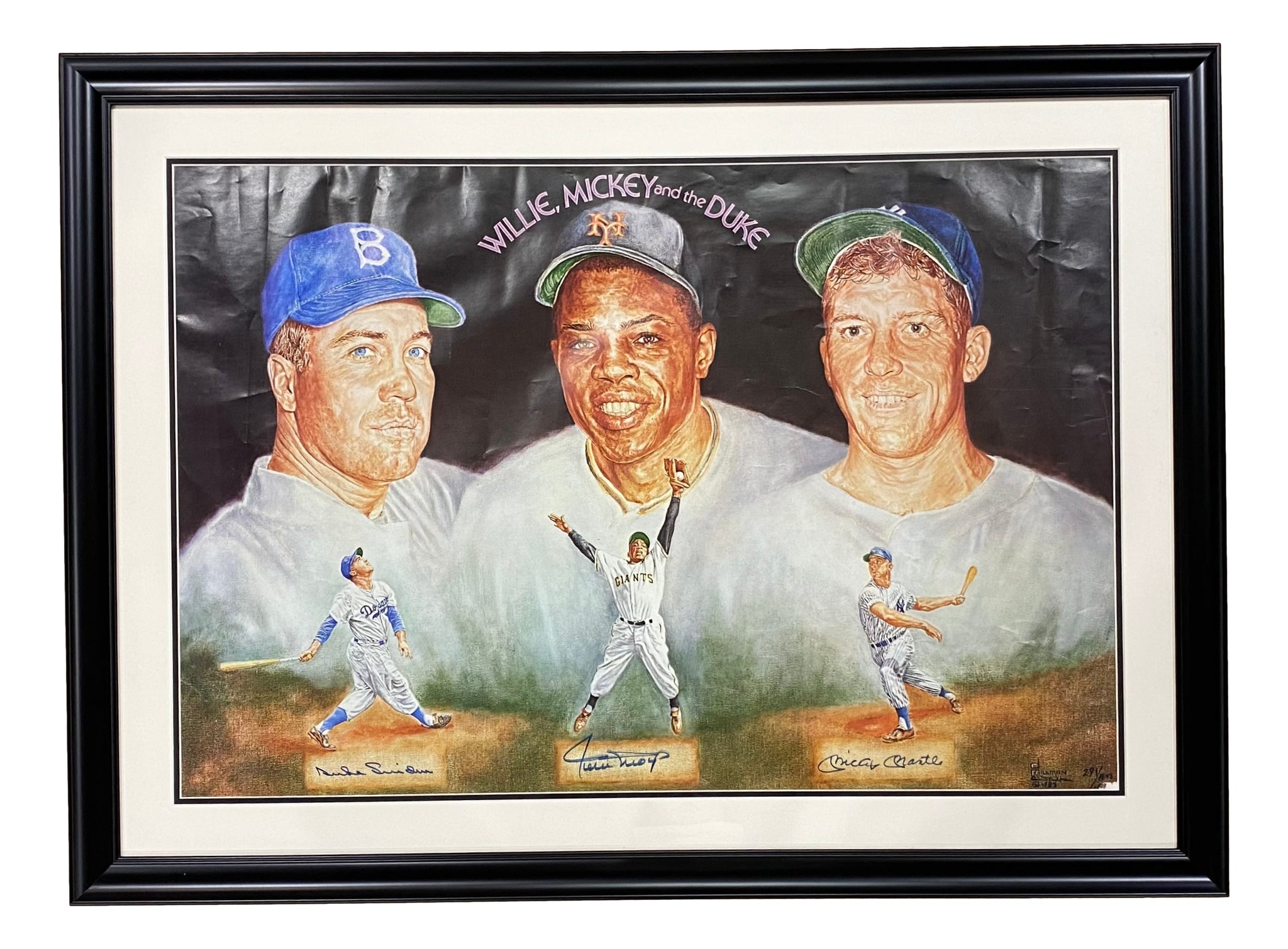 Mickey Mantle Signed Photograph with Matted Jersey In Framed Display