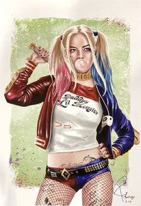 Margot Robbie 13x19 Harley Quinn Lithograph Signed by Tony Santiago - Sports Integrity