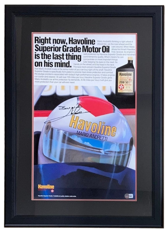 Mario Andretti Signed Framed 12x20 IndyCar Photo BAS - Sports Integrity