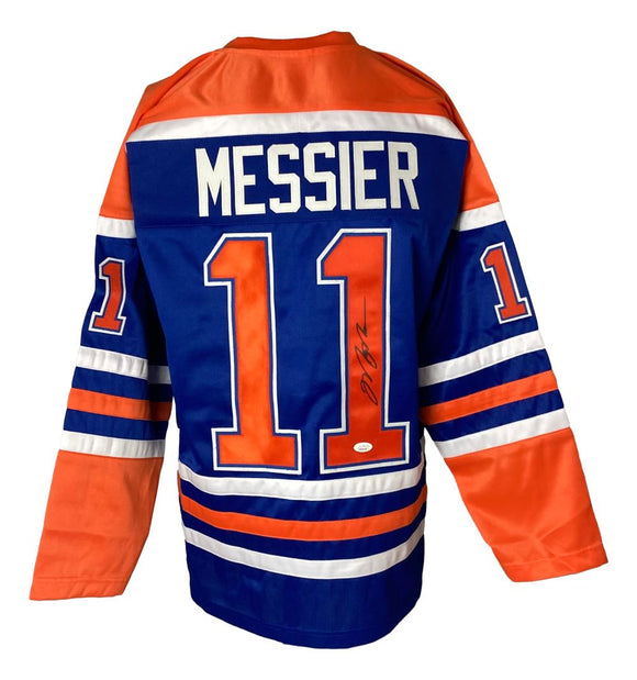 Mark Messier Edmonton Signed Blue Hockey Jersey JSA - Sports Integrity