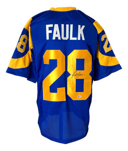 Marshall Faulk Los Angeles Signed Blue Football Jersey BAS - Sports Integrity