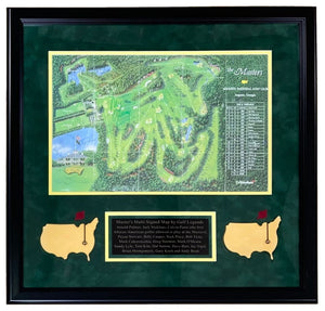 The Masters Legends (53) Signed Framed PGA Augusta National Map PSA LOA - Sports Integrity