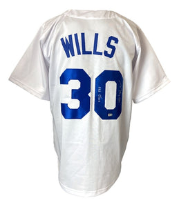 Maury Wills Los Angeles Signed White Baseball Jersey 586 Steals Sports Integrity - Sports Integrity