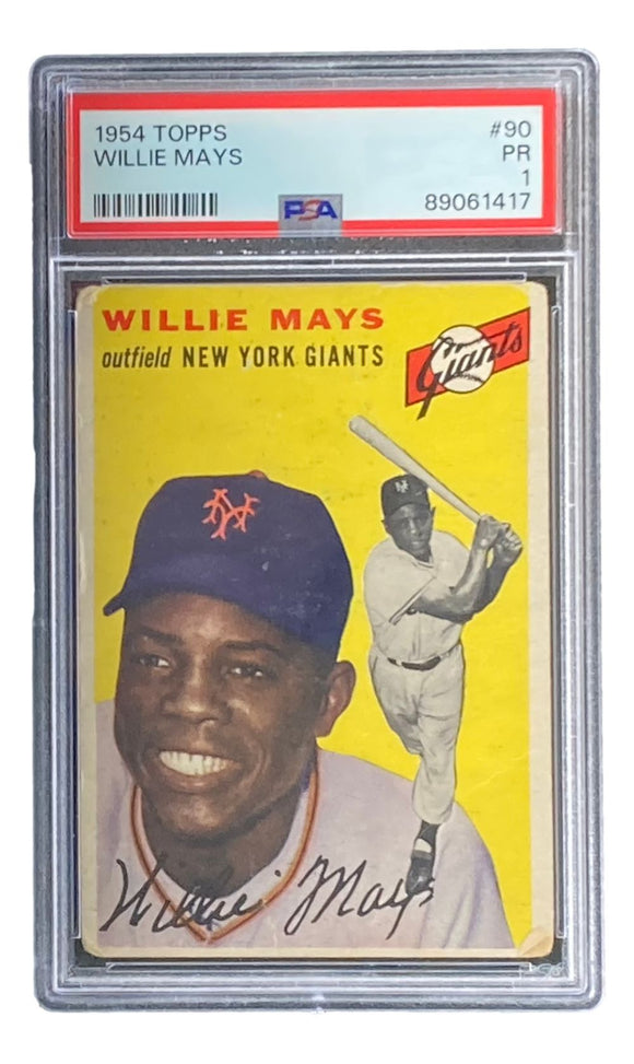 Willie Mays Slabbed 1954 Topps #90 Giants Trading Card PSA PR 1