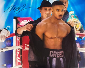 Michael B Jordan Signed 16x20 Creed Movie Photo w/ Sylvester Stallone BAS ITP - Sports Integrity