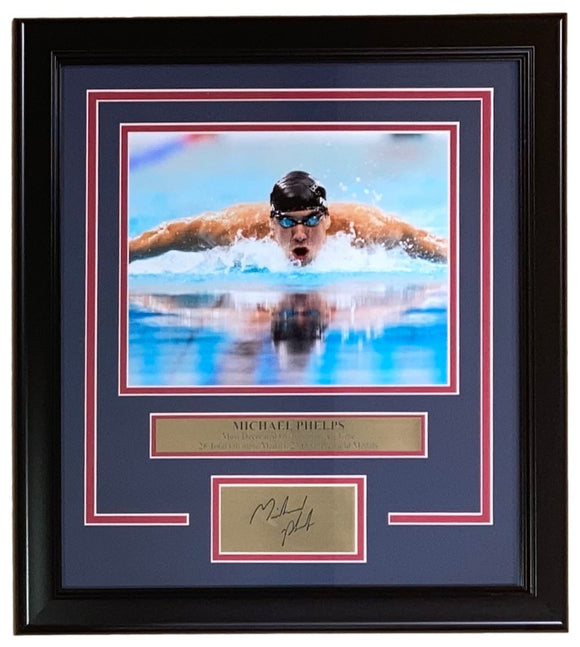 Michael Phelps Framed 8x10 USA Swimming Photo w/ Laser Engraved Signature