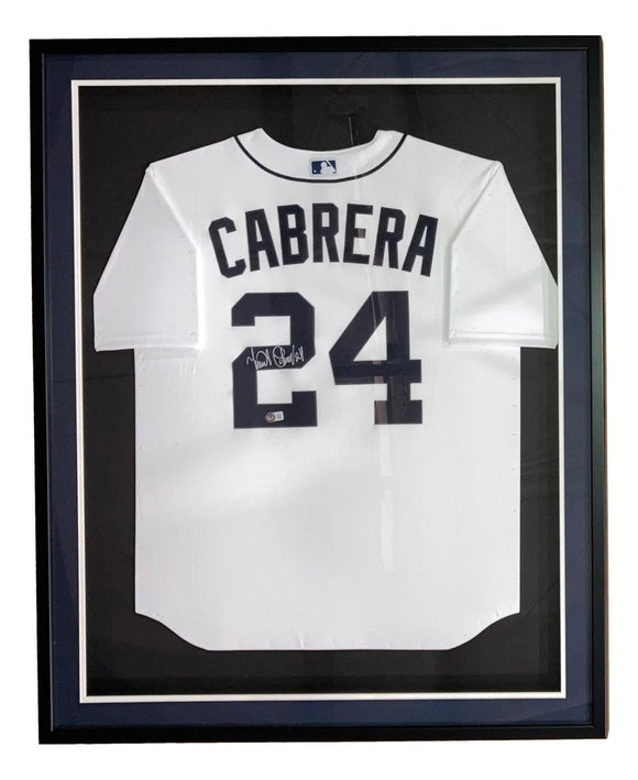 Miguel Cabrera Signed Framed Detroit Tigers White Nike Baseball Jersey BAS ITP - Sports Integrity