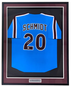 Mike Schmidt Philadelphia Signed Framed Blue Baseball Jersey JSA Hologram