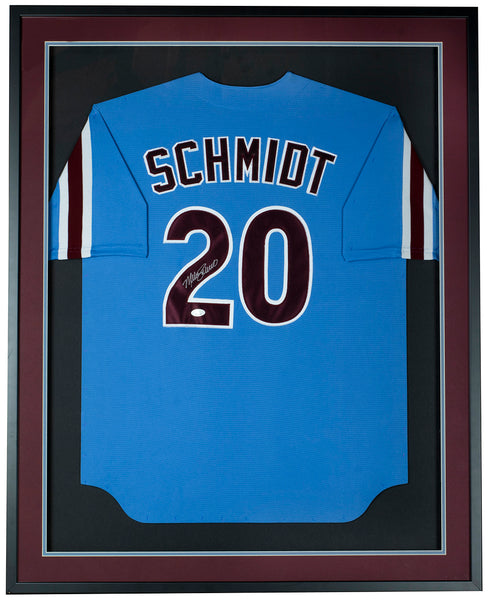 Mike Schmidt Autographed and Framed Pinstriped Phillies Jersey