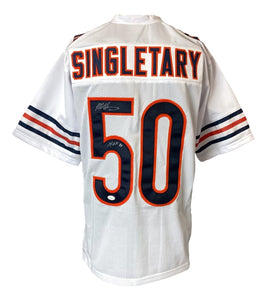 Mike Singletary Chicago Signed White Football Jersey HOF 98 Inscribed JSA - Sports Integrity