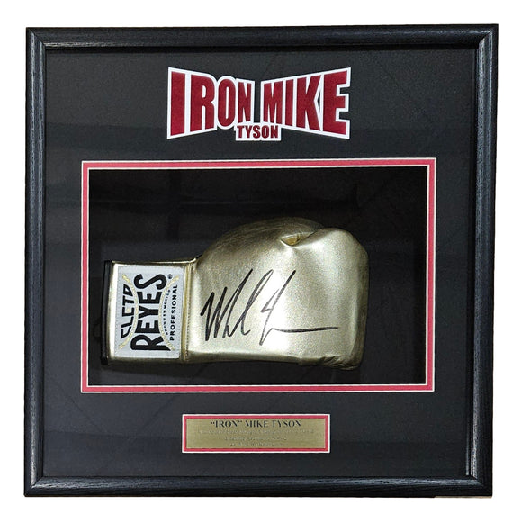 Mike Tyson Signed Gold Right Hand Cleto Reyes Boxing Glove Shadowbox JSA ITP
