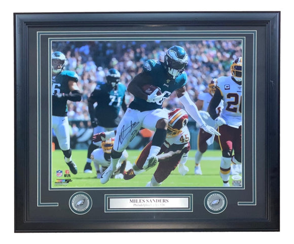 AS - IS Miles Sanders Signed Framed 16x20 Philadelphia Eagles Photo JSA - Sports Integrity