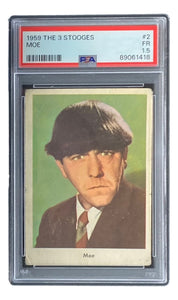 Moe Howard Slabbed 1959 Fleer #2 Three Stooges Trading Card PSA FR1.5