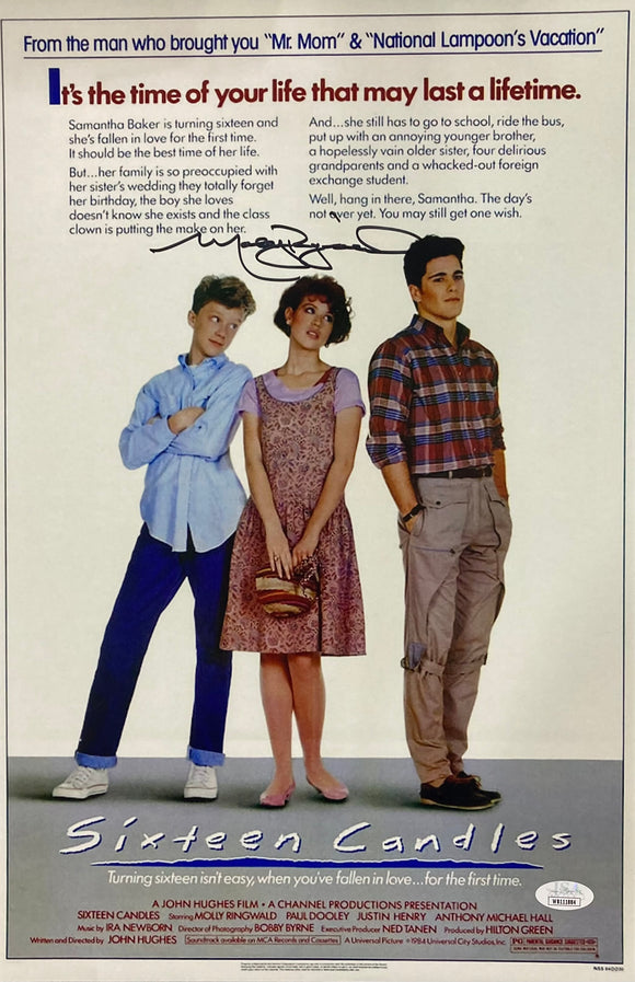 Molly Ringwald Signed 11x17 Sixteen Candles Movie Poster Photo JSA ITP