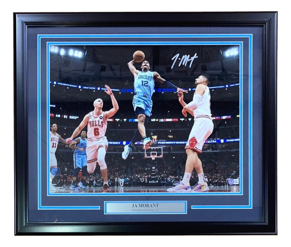 Ja Morant Signed Framed 16x20 Memphis Grizzlies vs Chicago Bulls Photo BAS - Sports Integrity