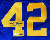 Nate Thurmond Golden State Signed Blue Basketball Jersey HOF 84 Inscribed BAS - Sports Integrity